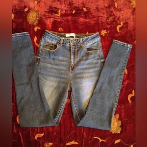 Wax Jean Blue Skinny Jeans with Distressed Details